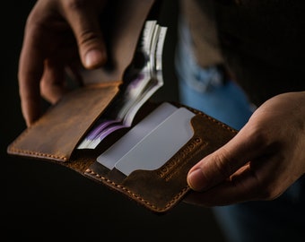 LEATHER WALLET MEN | Brown | Bestseller | Gift For Him | Trifold