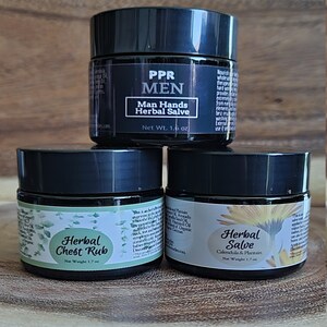 Herbal Salve- Oil Infused Herbs- all purpose, chest rub, man hands