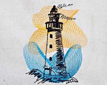 Embroidery file vintage lighthouse 13x18 (5x7")