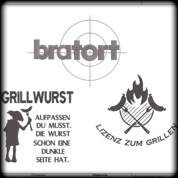 Stickdatei Set 3-tlg. Grillen Vatertag 13x18 (5x7")