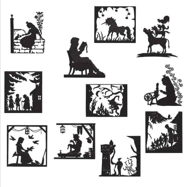 Embroidery file set fairy tales in paper cut style 10x10 (4x4")