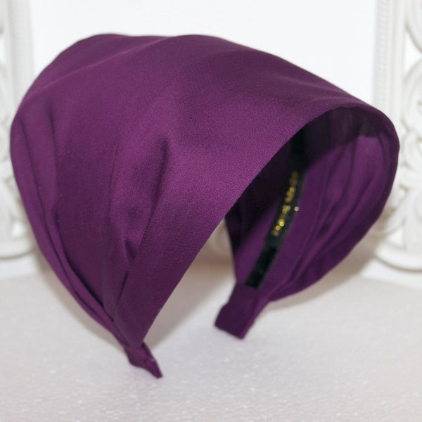 Purple head cover for women 6"-8" inch cotton satin fabric bandana headand, Structured alopecia head scarf