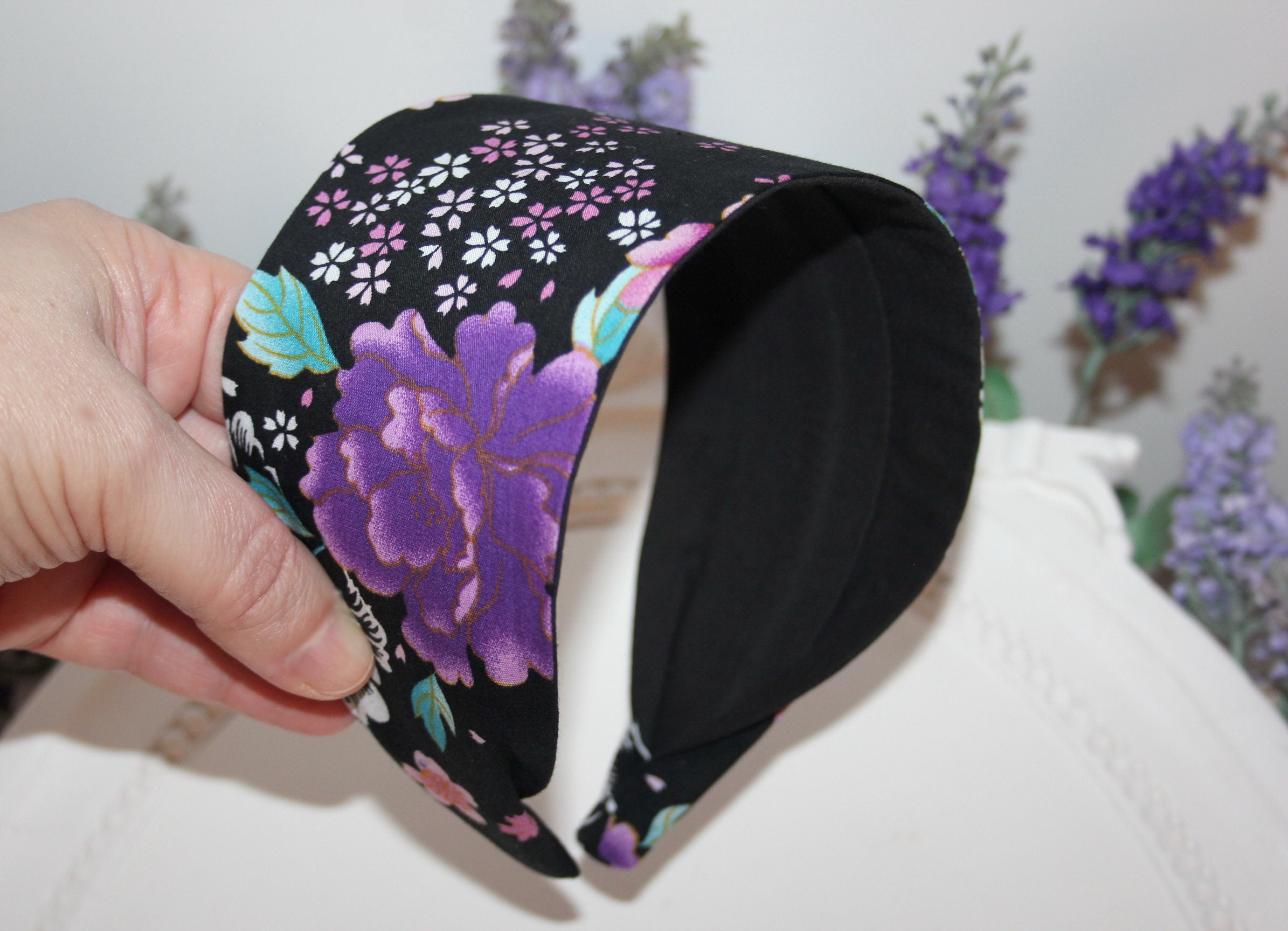 Japanese women headband Black wide hair band Summer head Etsy