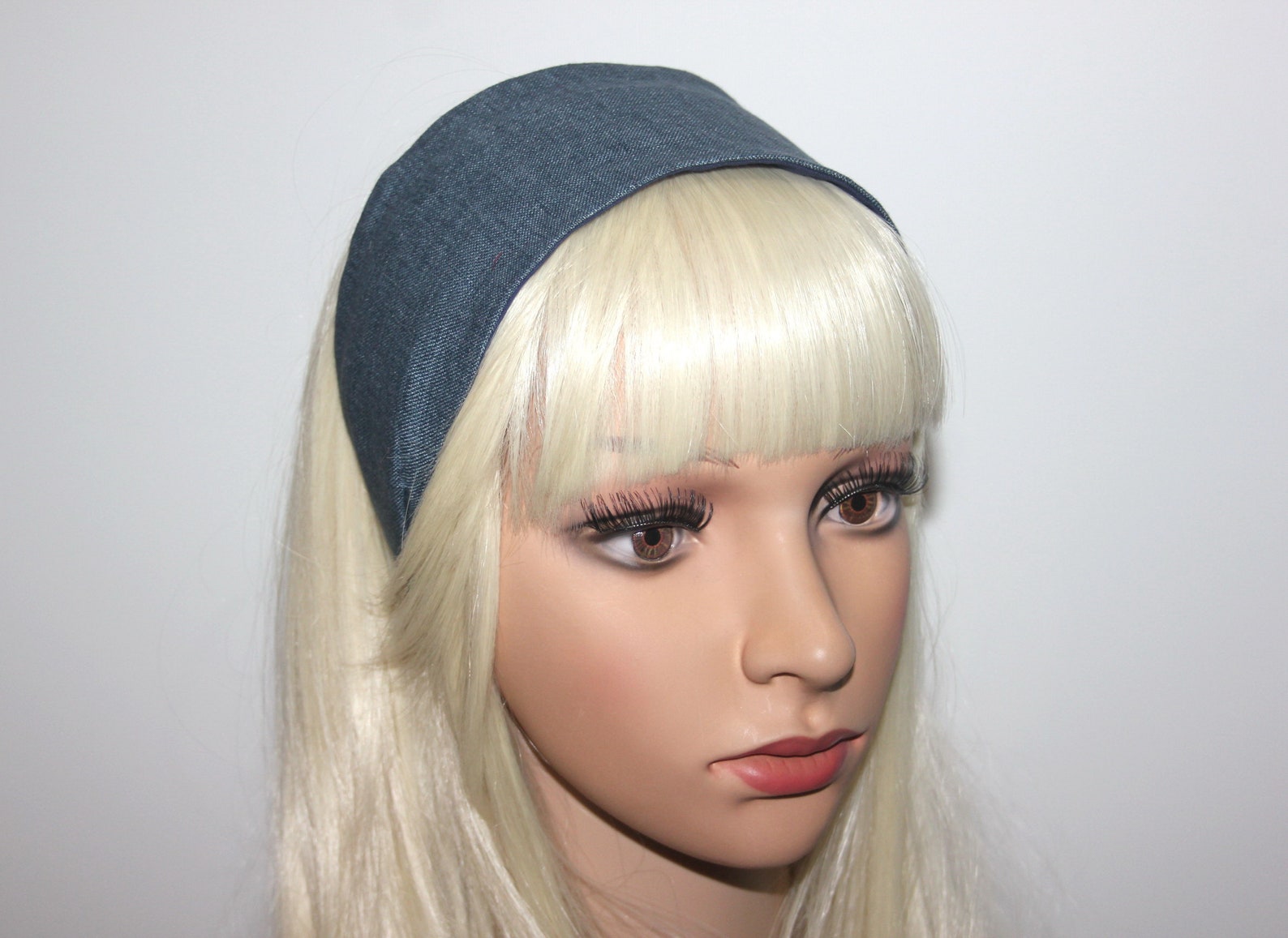 Denim linen headband Dark Blue chambray linen hairband Etsy