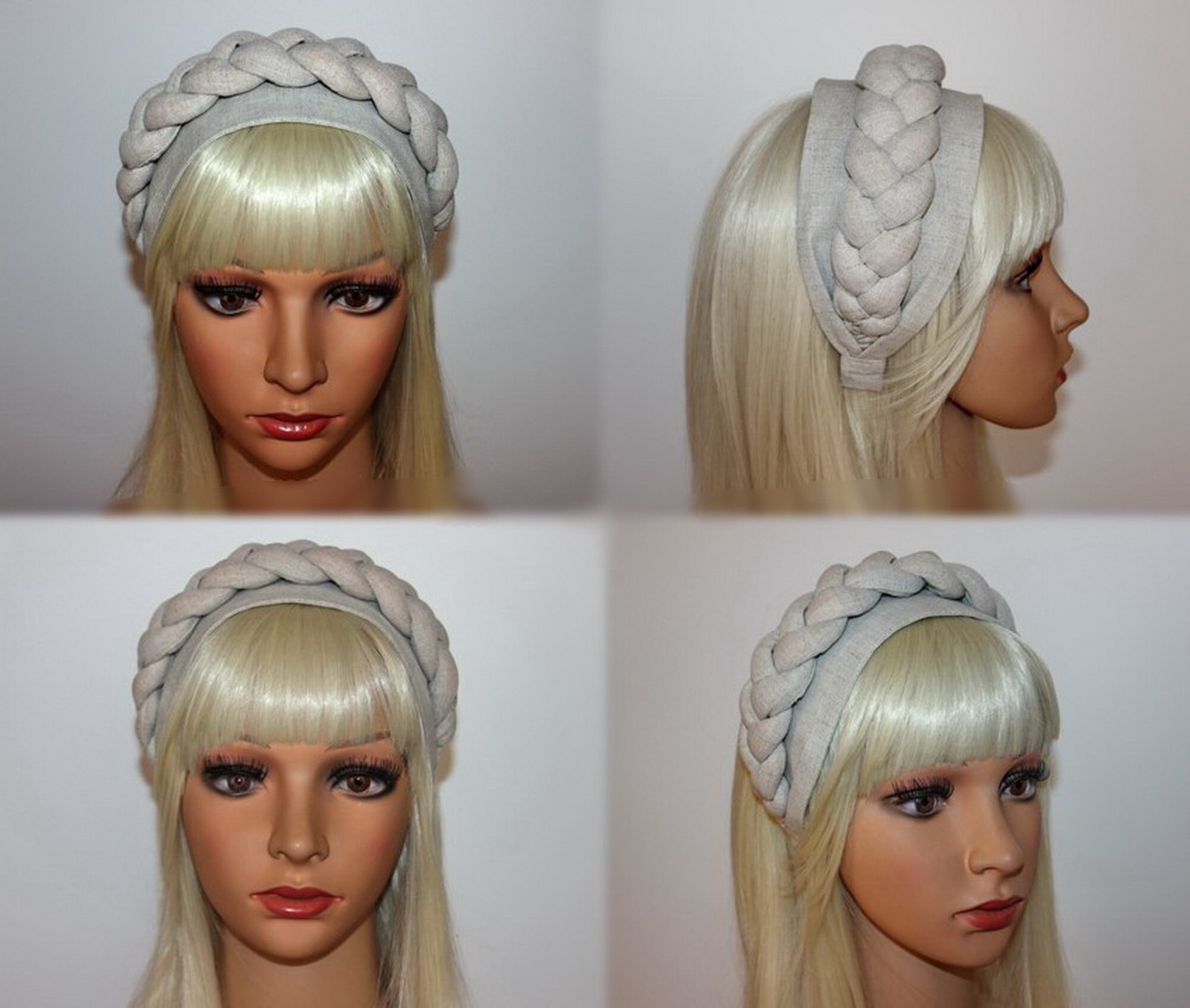 Greyish Beige Braided headband 3.5 linen extra wide Etsy