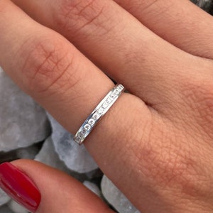 Eternity Band Ring In 925 Sterling Silver. Engagement Ring For Women. Bride&#39;s Gift. Stackable Ring. Wedding Band.~ Classic Channel Setting.