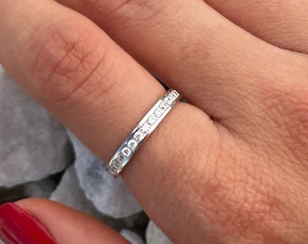 Eternity Band Ring In 925 Sterling Silver. Engagement Ring For Women. Bride's Gift. Stackable Ring. Wedding Band.~ Classic Channel Setting.