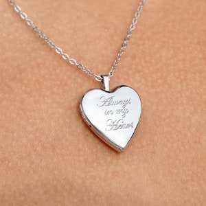 Hand Engraved Heart Locket Necklace With Script Initial - Name Necklace, Engraved Locket - Personalized Custom Letter Locket