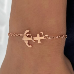 Anchor Bracelet With Double Chain. Anchor Bracelet. Sailor Bracelet. ~Nautical Gift~ Bracelet For Sea Lovers. Ocean Gift, Navy Bracelet.