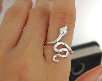 Snake Ring, Cool Rings, Silver Snake Ring, Open Ring, Wrap Ring, Adjustable Ring, Snake Jewelry, Dainty Ring, Snake Ring Women, Gift For Her