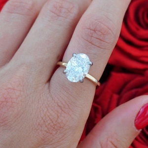 Solitaire Diamond Ring ~ Engagement Ring, Wedding Ring. Classic 3CT Oval Cut. Bridal Gift For Her In 14K Solid Gold. Lab Grown Diamond.