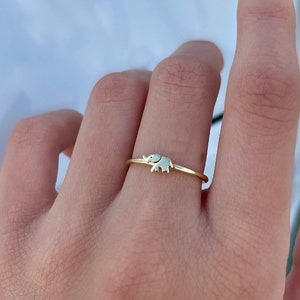 Mini Baby Elephant Stacking Ring, Good Luck Ring, Animal Lover Ring in Silver, Yellow or Rose Gold.