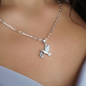 Hummingbird Necklace. Bird Necklace For Women. Bird Lover Gift. Peace Symbol Necklace. Freedom Jewelry. Dove Necklace. Mockingjay Necklace.