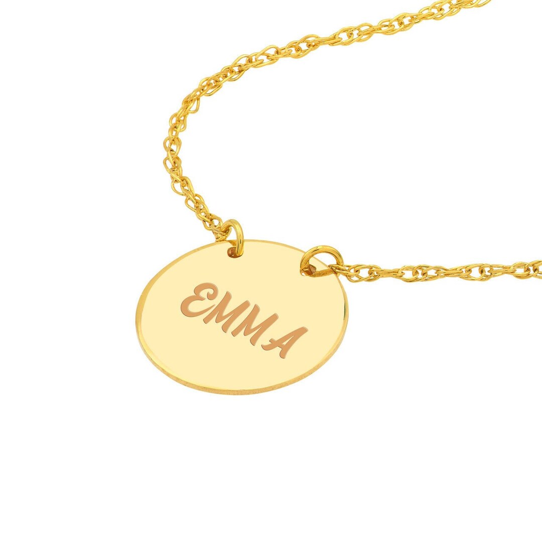 Mini Disc Necklace. Engravable Initial Pendant. Dainty Name Charm
