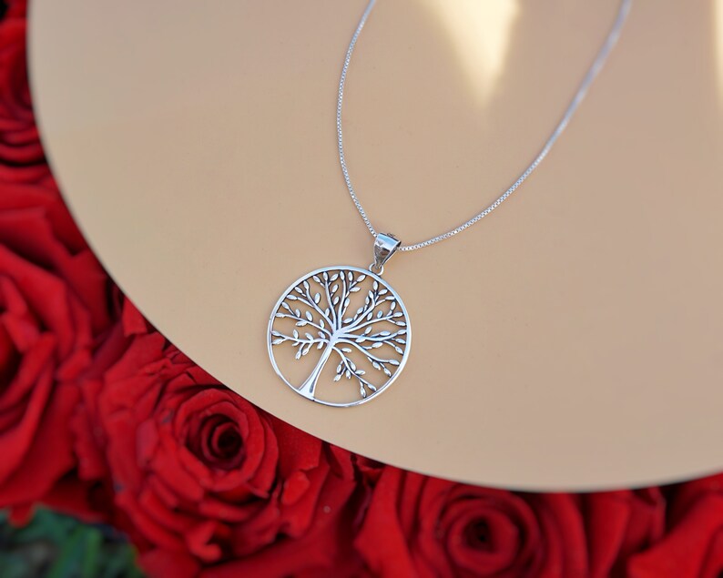 Circle Tree of Life Necklace with Birthstones in 18ct Rose Gold Plating