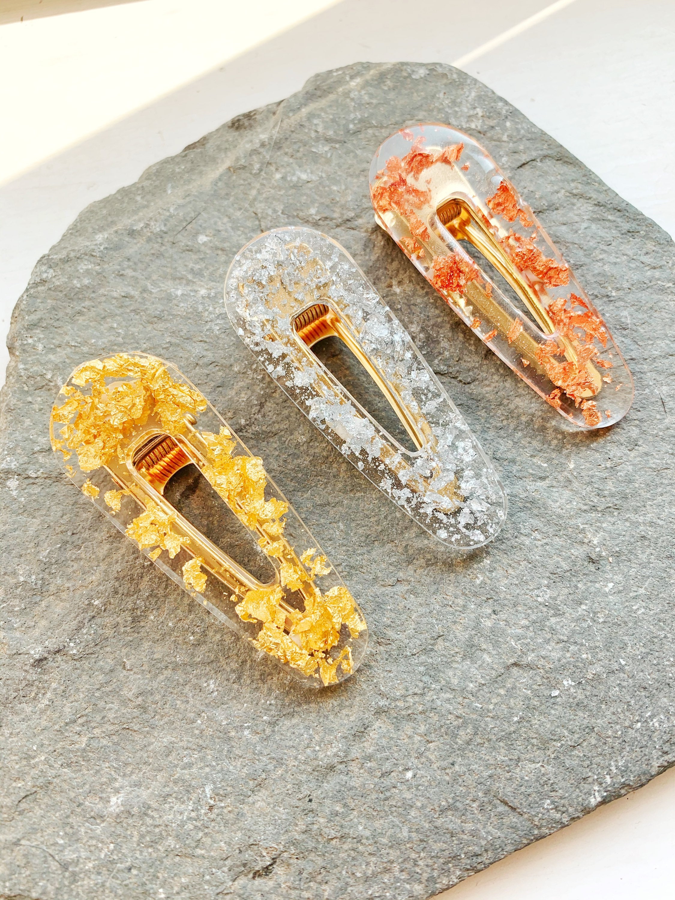 Handmade coloured foil epoxy resin hair clips/hair Etsy