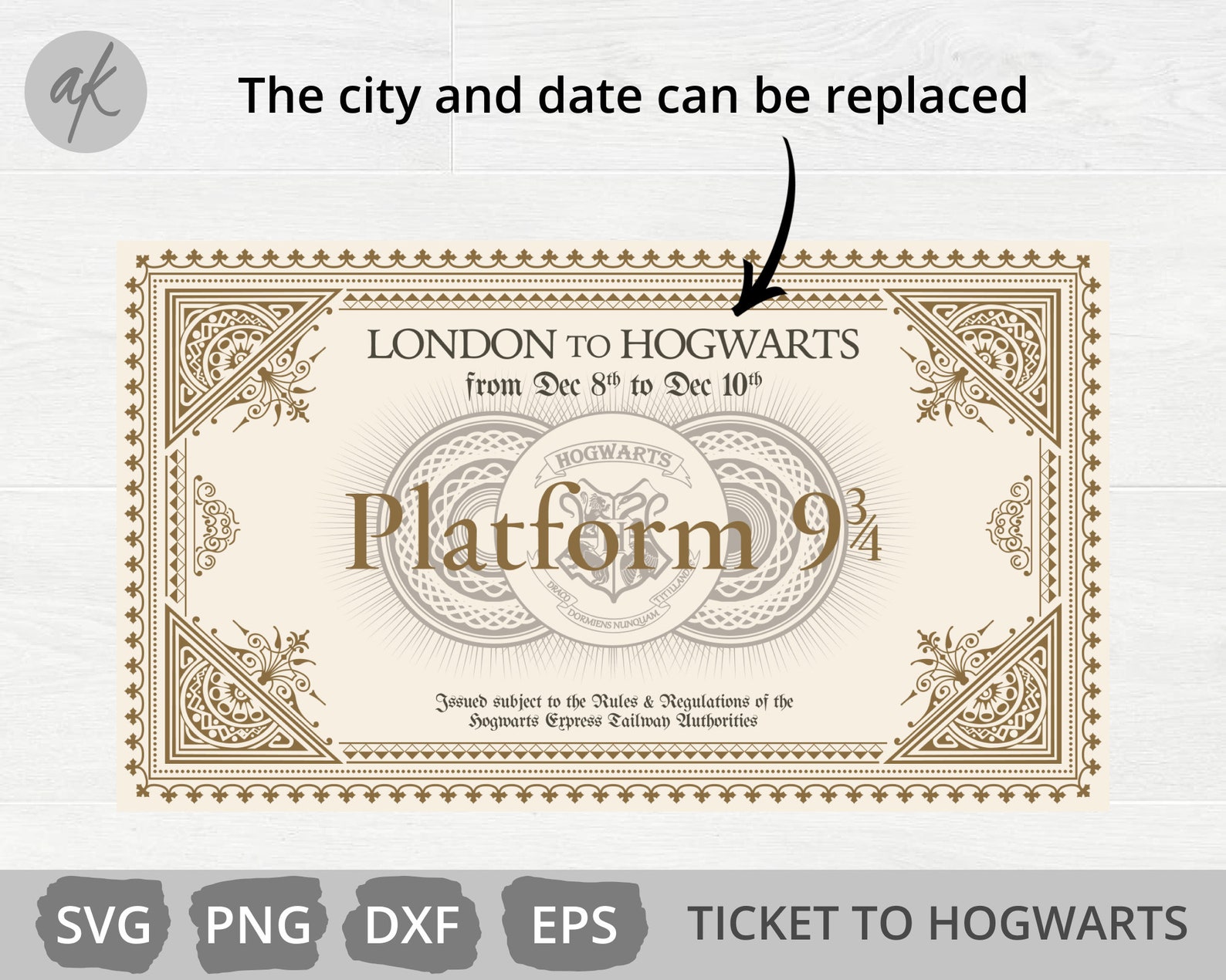 Hogwarts Express Ticket Svg Harry Potter Svg Ticket Etsy