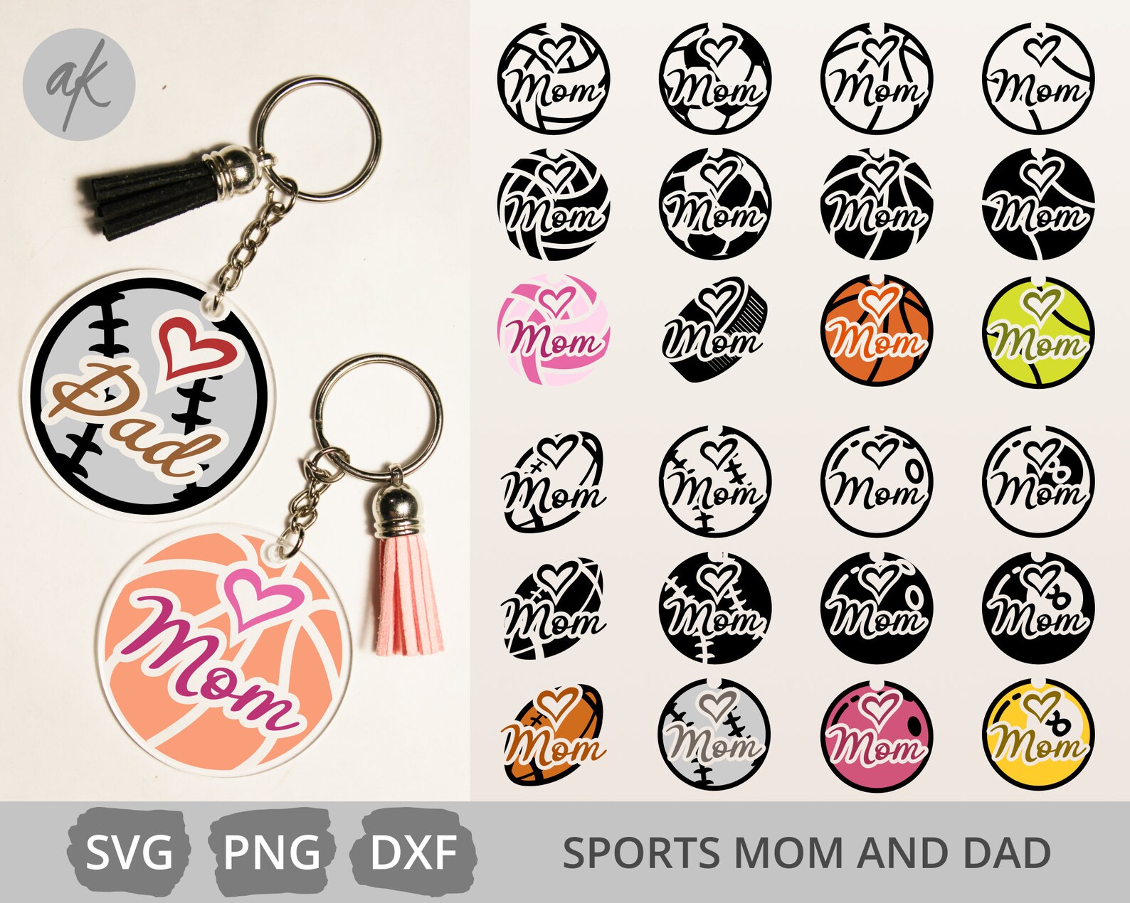 Download Mom Sport Keychain Svg Baseball Mom Svg Football Mom Svg | Etsy