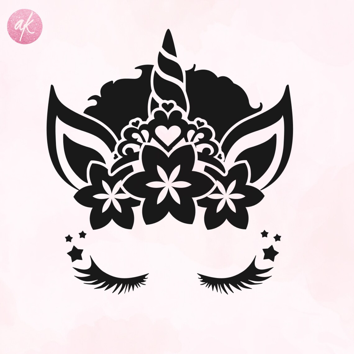 Einhorn Krone Svg Einhorn Gesicht Floral Svg Einhorn Kopf | Etsy