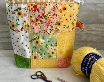 Beautiful handmade project bag for knitting, crochet ect