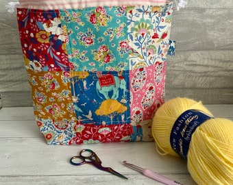 Beautiful handmade patchwork project bag for crafters