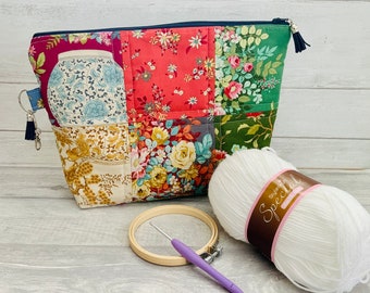 Beautiful handmade project bag for knitting, crochet, embroidery or cross stitch