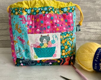 Beautiful handmade patchwork project bag for crafters