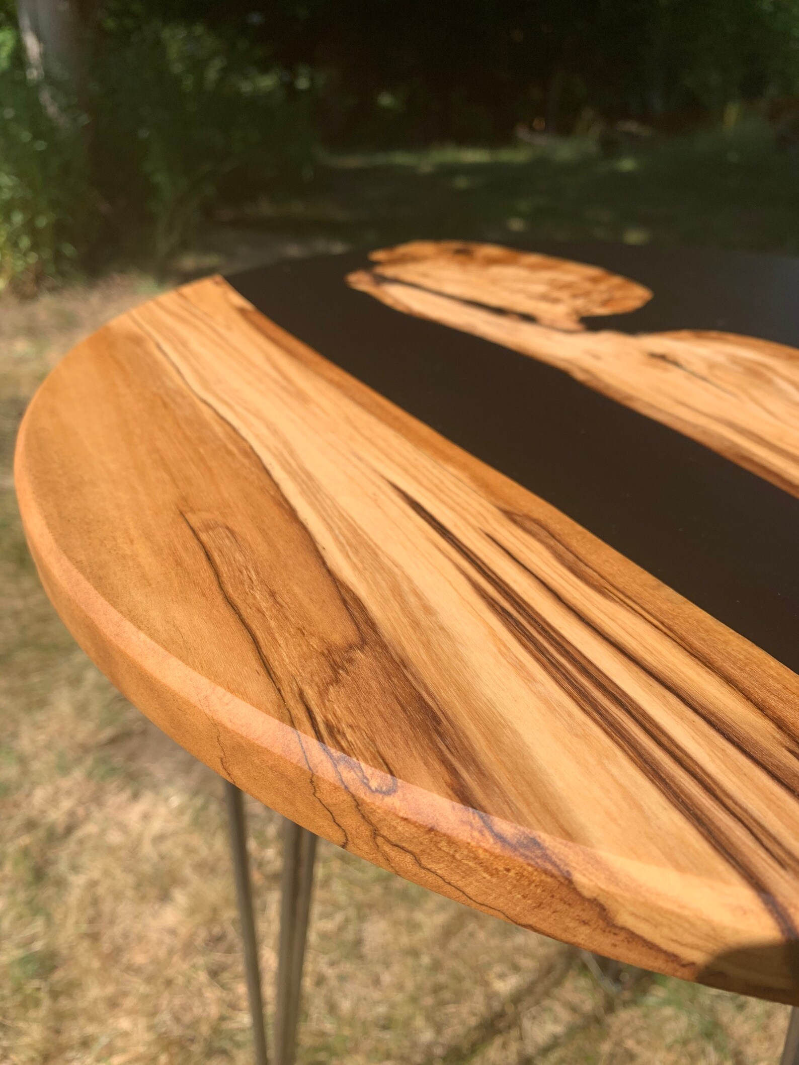 Handmade Live Edge Olive Wood Side/End Table with Opaque Black Etsy