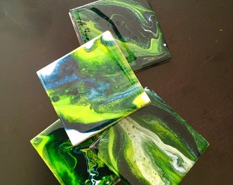 Fooootball!!! Seahawks colors! (Set of 4)