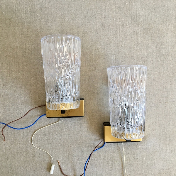 A pair of wall sconces 70s wall lamp Crystal wall sconce Mid century wall lamp German lamp Neuhaus Leuchten