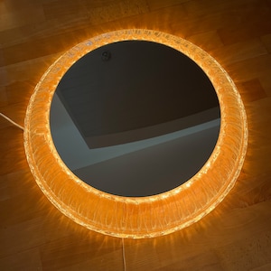 Eclipse Wall Illuminated Mirror with pull switch Schöninger Vintage Germany 1980s Mirror for Bathroom Mirror with Lighting