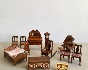 Dollhouse furniture set of 12 items | Bavarian vintage style | 1:12 scale