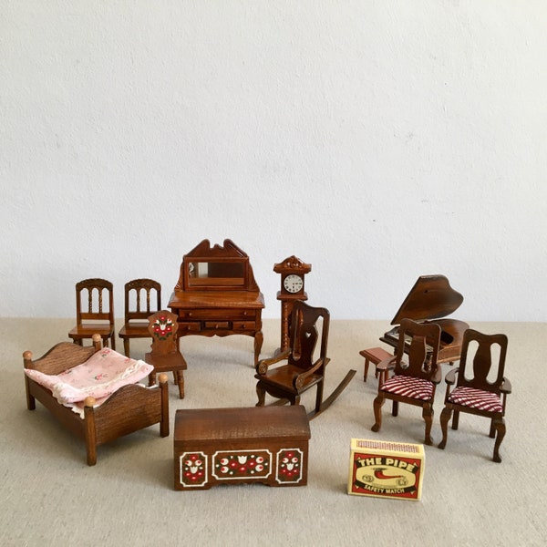 Dollhouse furniture set of 12 items | Bavarian vintage style | 1:12 scale