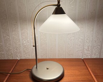 HONSEL Table lamp with milky white glass shade vintage Germany 80&#39;s