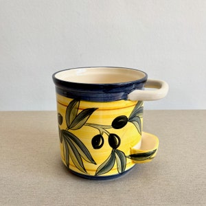 Faria & Bento Hand painted Vase Portugal Porcelain Vintage Pot with Olive Ornament