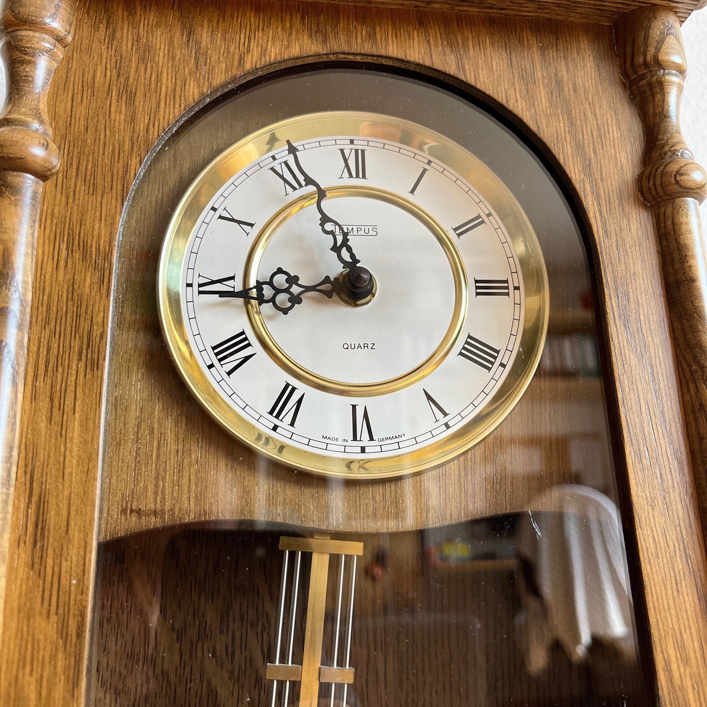 Wall Clock Junghans Vintage RA Pendulum Quartz Wooden Case Wall