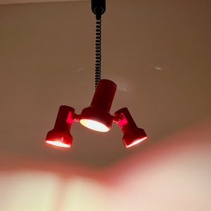 Pendant Light With 3 Spots and Adjustable High | Space Age Lamp | Mid Century Spotlight Pendant Lamp | German classic 1980s