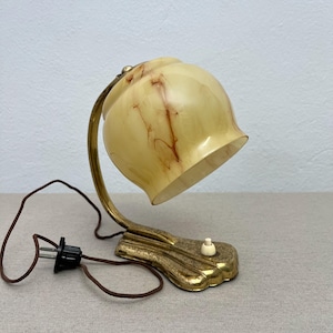 Desk Lamp with Marble Glass Art Deco Vintage 1940 - 1950s