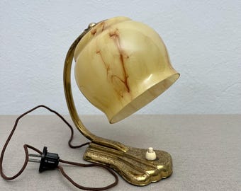 Lampe de bureau avec verre marbré Art déco vintage 1940 - 1950