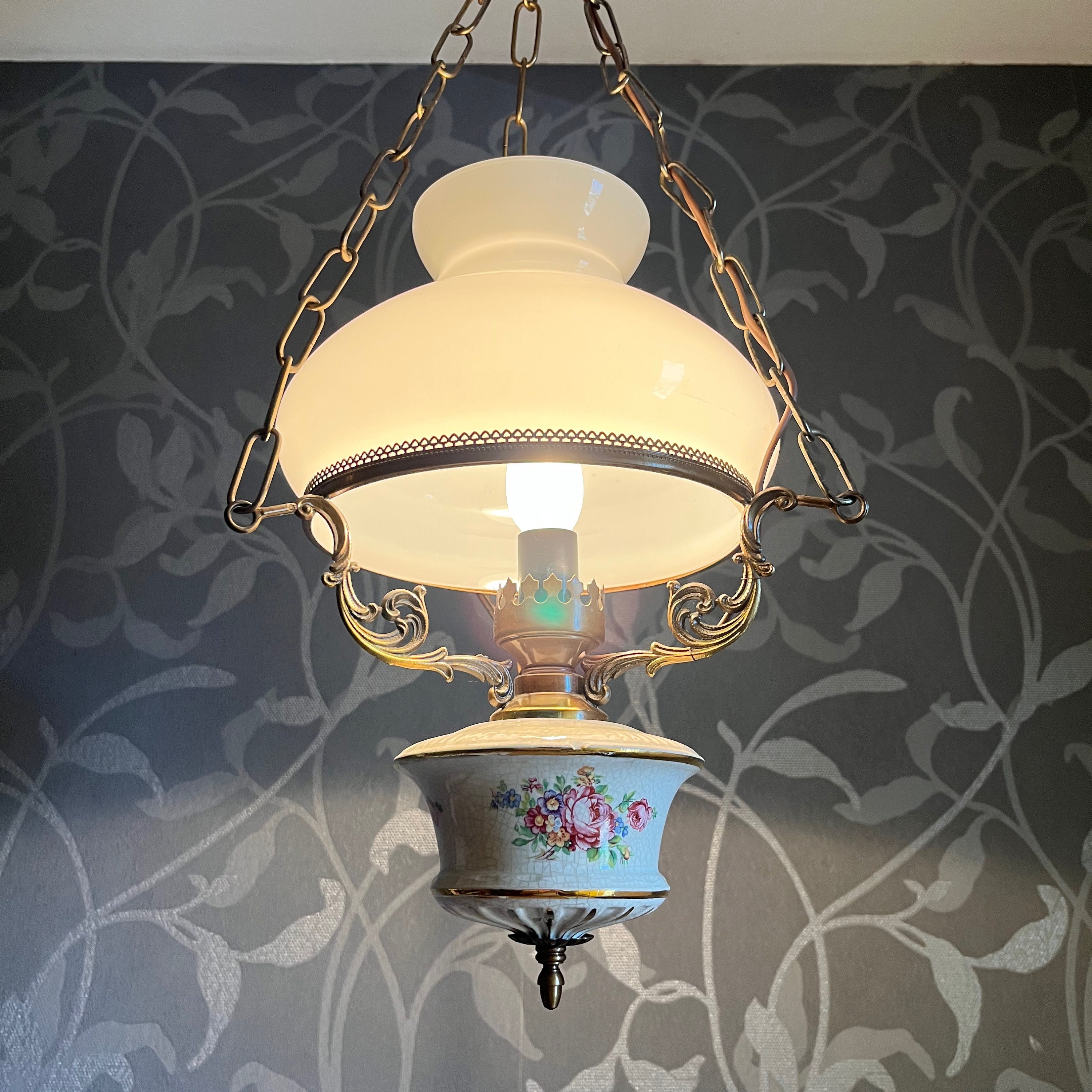 Lampada a sospensione sfera trasparente interno ottone PONTINA - Lampade  Vintage e Industriali