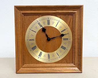 Wall Clock Walnut Wood Kitchen Decor 80s Vintage