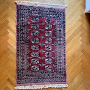 Handmade Wool Carpet with Fringes Original Vintage Oriental Rug image 1