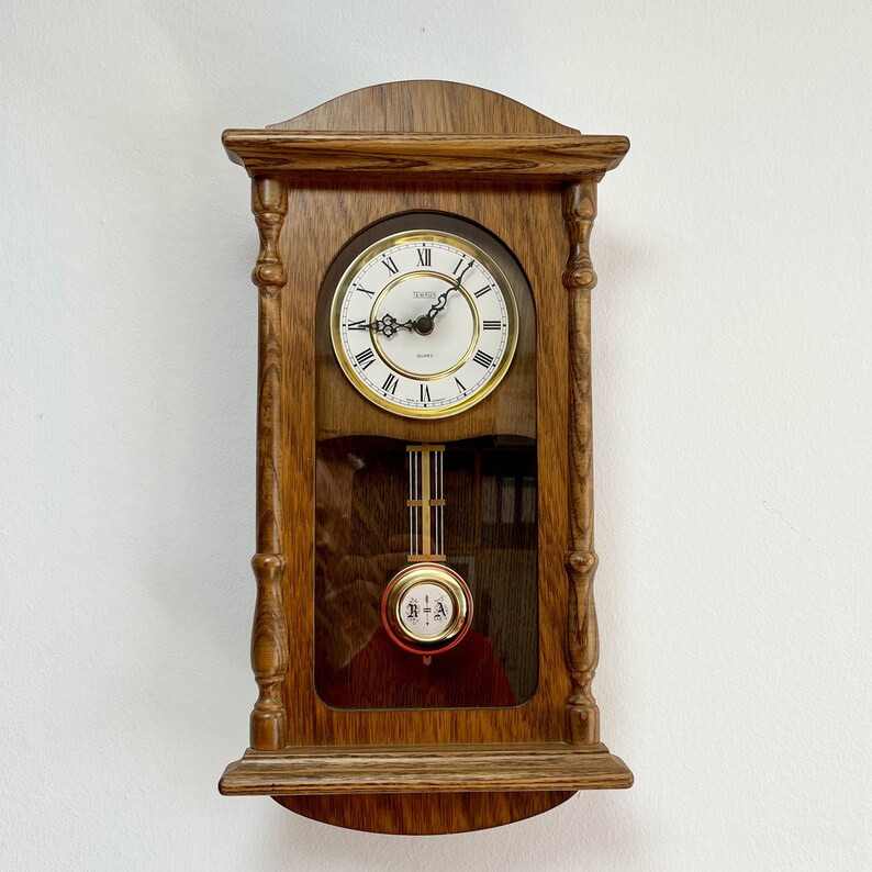 Wall Clock Junghans Vintage RA Pendulum Quartz Wooden Case Wall Clock