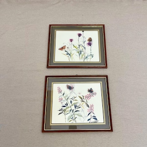 Set of 2 Framed Prints with Nature Motifs Vintage 1980s