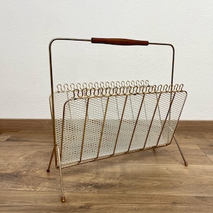 Newspaper Stand  Magazines Rack Brass Vintage 1970s