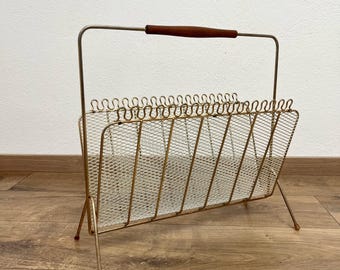 Newspaper Stand  Magazines Rack Brass Vintage 1970s