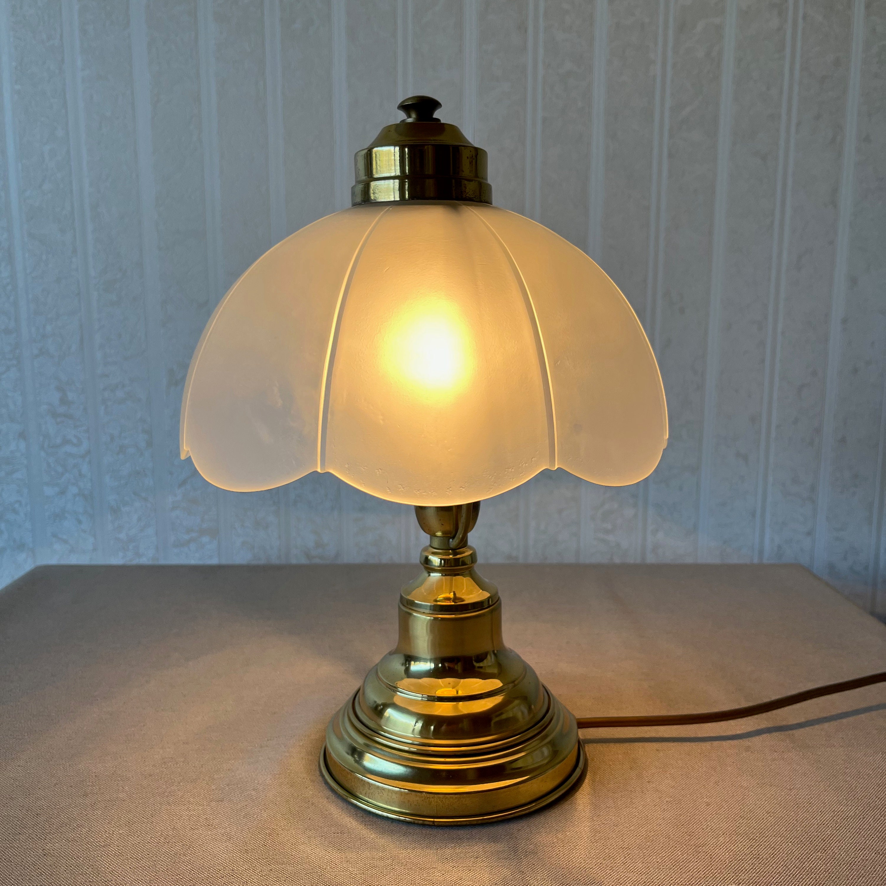 Brass table lamp sale with glass shade