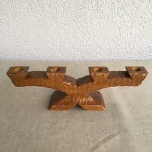Candle holder carved wood with 4 arms | hand carved candelabra | 4 x candlestick holder