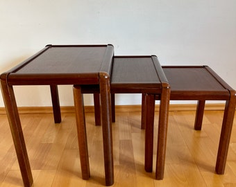 Vintage Nesting Table Wooden Side Coffee Table Set of 3