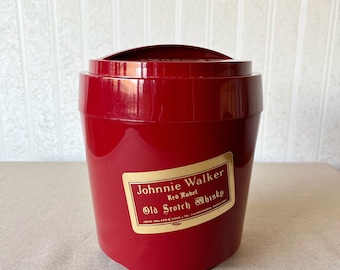 Jonnie Walker ice bucket with lid cherry red vintage Stewart England